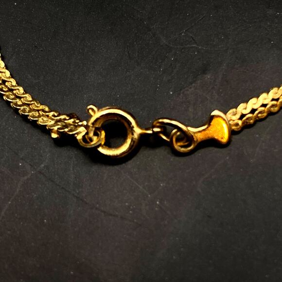 Vtg Unsigned GOLDETTE Crystal Tassel Necklace Double Row Floral Goldtone 16 1/2" - Picture 8 of 8